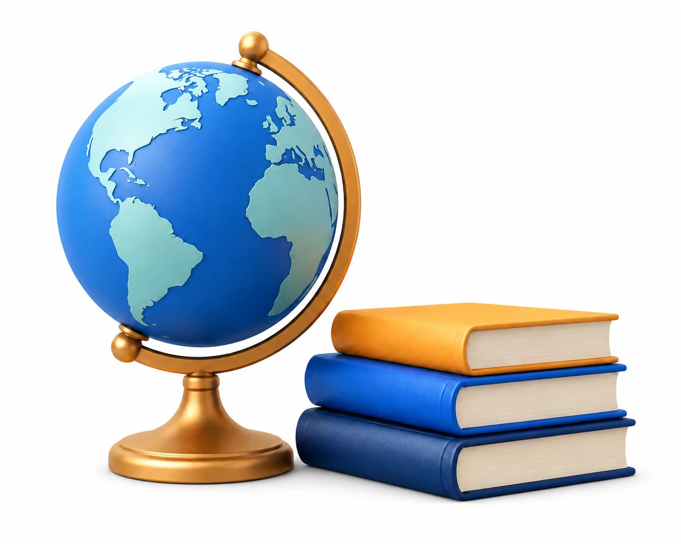 Globe beside a stack of books